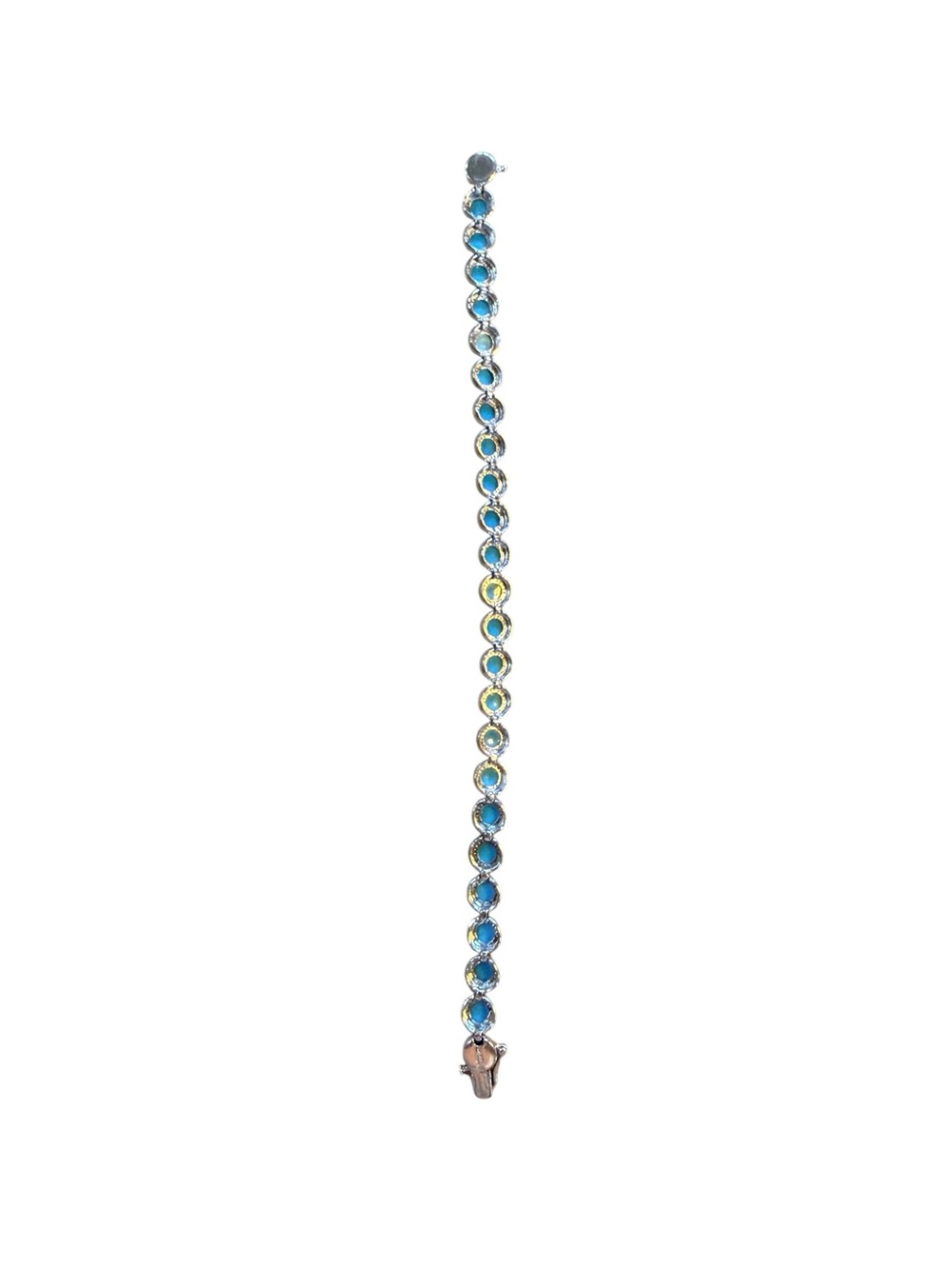 Sterling Silver and Turquoise Cabochon Women’s Tennis Bracelet 8” - Picture 5 of 11